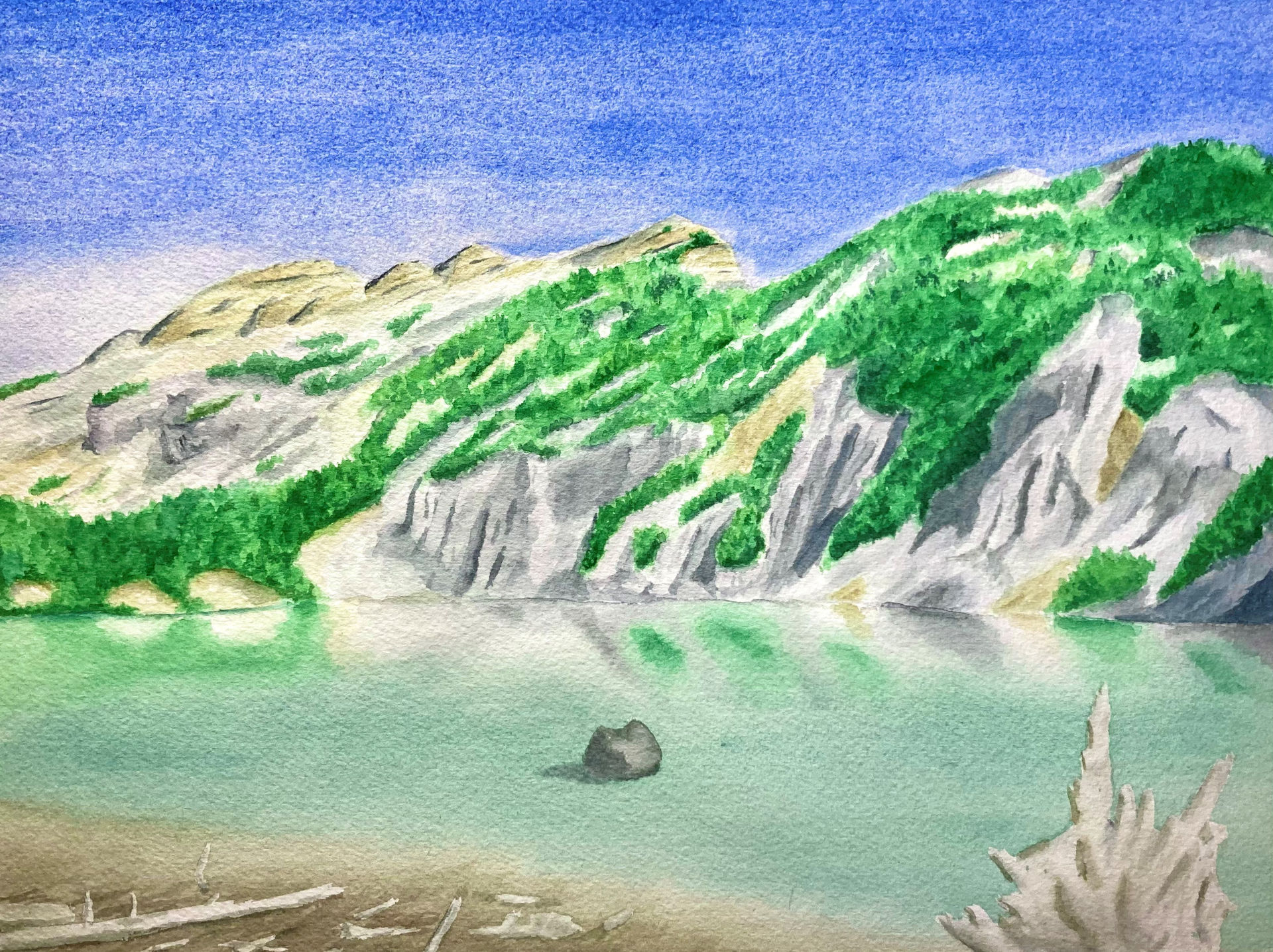 Watercolor of Cascade mountains